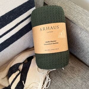 Arhaus Green Waffle Blanket
